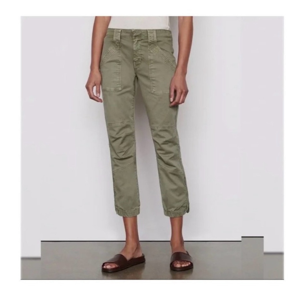 FRAME Trapunto Moto Cropped Cuffed Pants in Washed Aloe Green - Women’s Size 29 - Picture 2 of 12